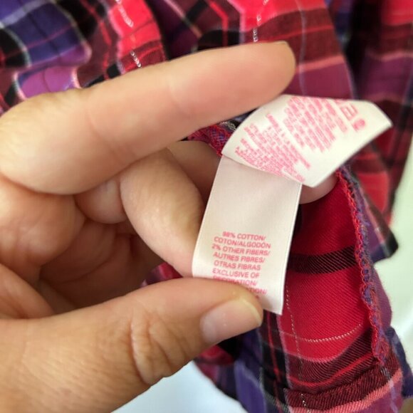 Victoria's Secret Pajama Top Womens Small Flannel Purple Pink Silver Button Fron - Picture 4 of 5
